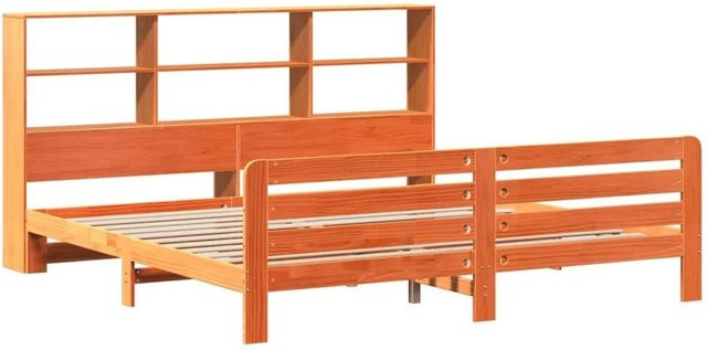 vidaXL Massivholzbett aus Kiefernholz in Braun, rustikaler Stil, B: 180 cm, H: 206 cm, T: 110 cm - Bild 1