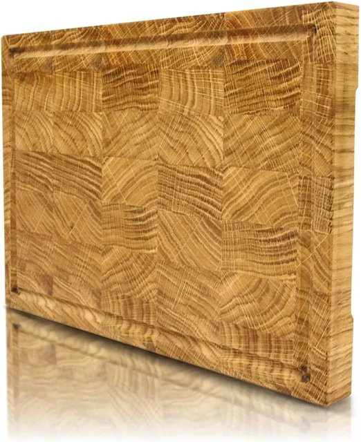 DELUKE Schneidebrett Mila aus Eichenholz Braun mit Saftrille, B/T/H: 28 x 20 x 2,5 cm - Bild 1