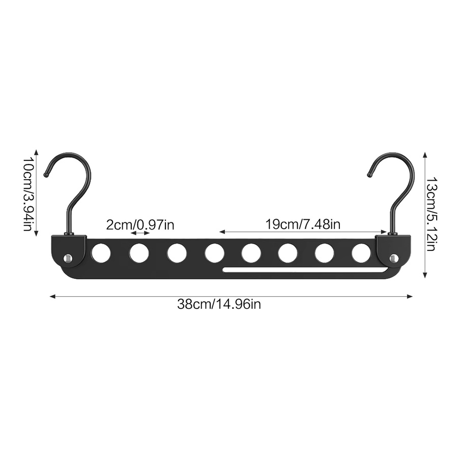 Faltbarer 8-Loch-Kleiderbügel-Aufbewahrungsregal aus Aluminiumlegierung für den Kleiderschrank, Breite: 38,0 cm, Tiefe: 13,0 cm - Bild 4
