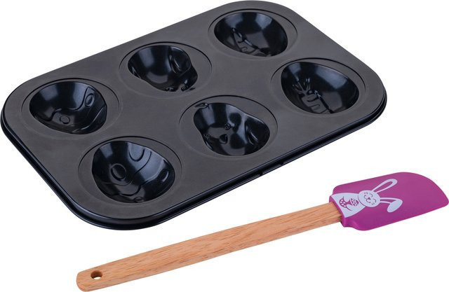 Fackelmann 6er Muffinform mit Teigschaber, unbeschichtet, Schwarz, B: 29,0 cm, H: 3,0 cm, T: 20,0 cm - Bild 1