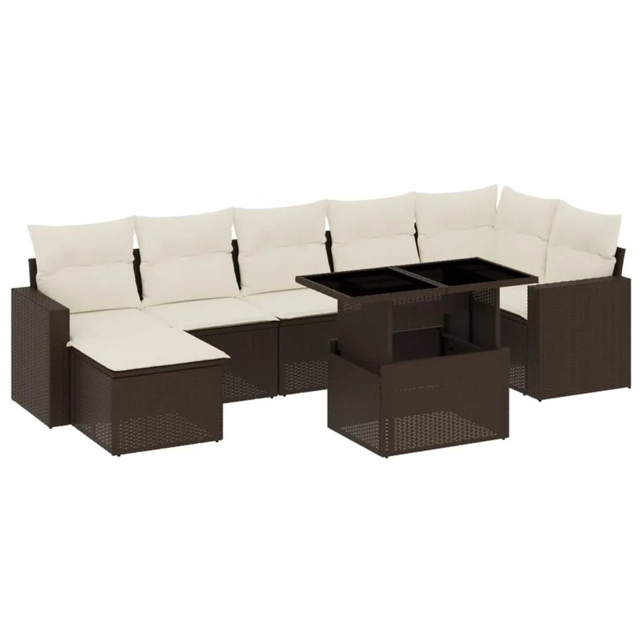 vidaXL 8-tlg Garten-Sofagarnitur aus braunem Poly-Rattan mit Kissen Modell 16 - Bild 2