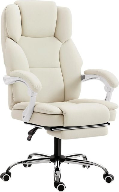 HOMCOM Bürostuhl aus haustierfreundlichem Kunstleder in Beige mit Kopfstütze und 360-Grad-Drehfunktion, T: 73 cm, B: 64 cm, H: 112-120 cm - Bild 1