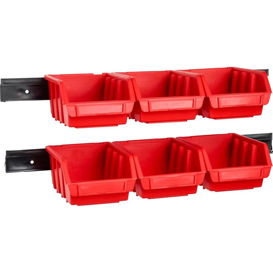 LUX-TOOLS Lagersichtboxen aus Kunststoff, 6 Stück, Rot, Wandmontage - Bild 2