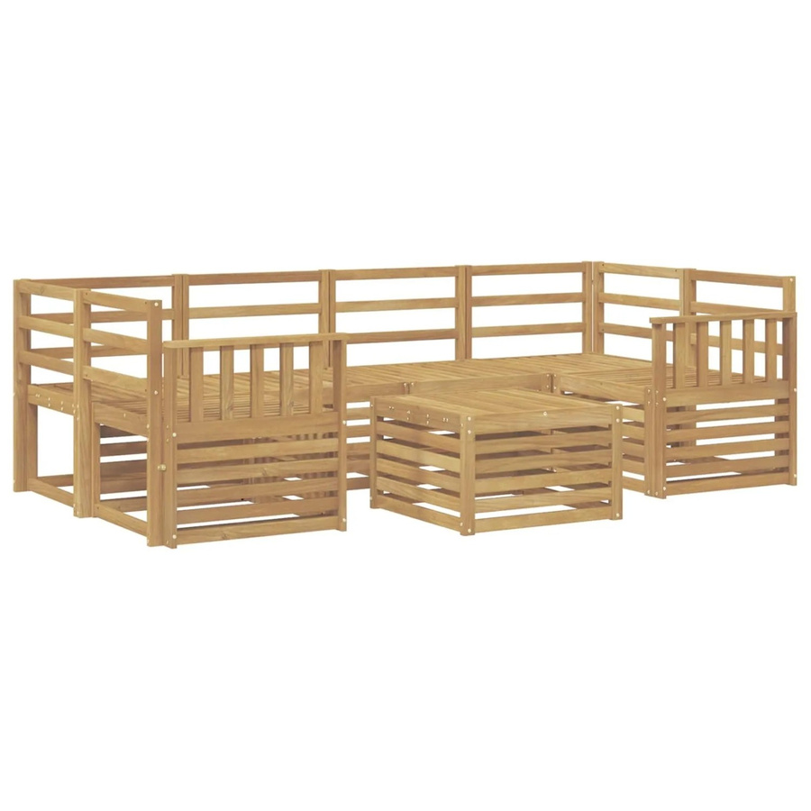 vidaXL Outdoor-Sofagarnitur 7-teilig aus Massivholz Akazie in Weiß mit U-Form und Latten-Design - Bild 2