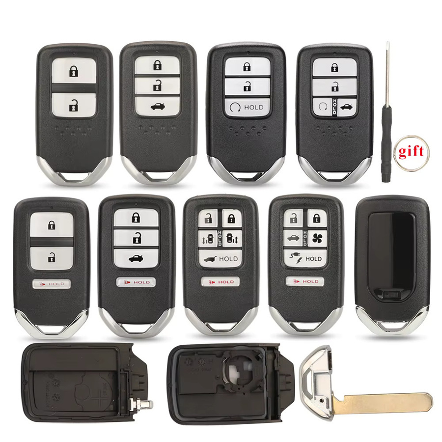 jingyuqin Smartcard-Fernbedienungs-Autoschlüsselgehäuse für Honda Accord Vezel City Fit Civic Jazz BRV HRV CRV CRZ Passport Pilot Ridgeline in Schwarz - Bild 2