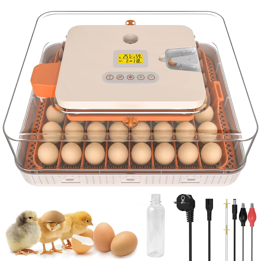 Avehrit Automatischer Eierinkubator für 56 Eier, Digitale Brutmaschine mit automatischer Wendefunktion und Temperatur- sowie Feuchtigkeitsüberwachung, LED-Bildschirm, Farbe: Weiß - Bild 3