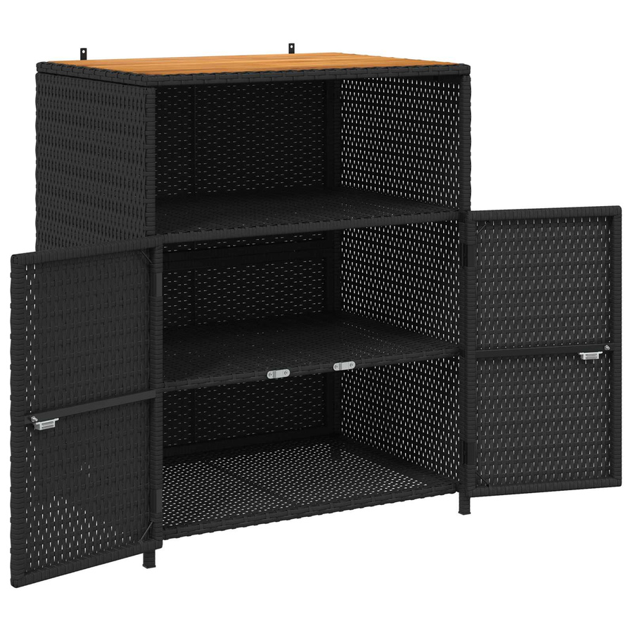 Schrank von VD Home Furnishing in Schwarz aus Akazienholz, Polyester und Poly-Rattan für Garten und Terrasse, B/T/H: 70 x 50 x 87 cm - Bild 5