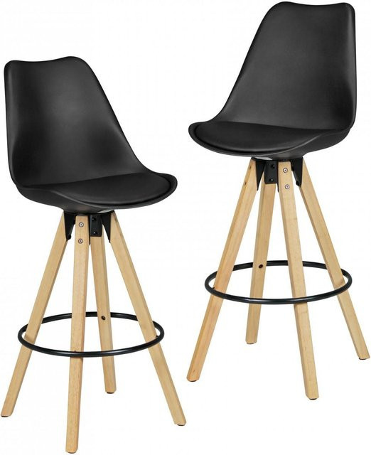 2er Set Barhocker Wohnling in Schwarz aus Kunstleder im skandinavischen Design B/H/T: 44 x 112 x 39 cm - Bild 1