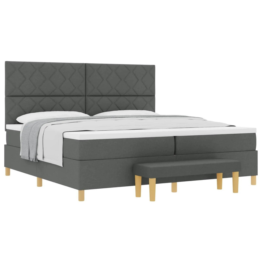 vidaXL Boxspringbett mit Matratze in Grau, B/T/H: 200 x 200 x 128 cm - Bild 2