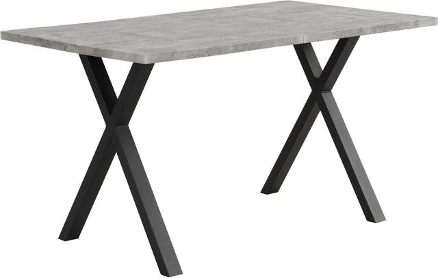 okwish Esstisch und Couchtisch aus Metall und MDF in Grau, Rechteckig, Industrieller Stil, B: 140 cm, T: 80 cm, H: 76 cm - Bild 1