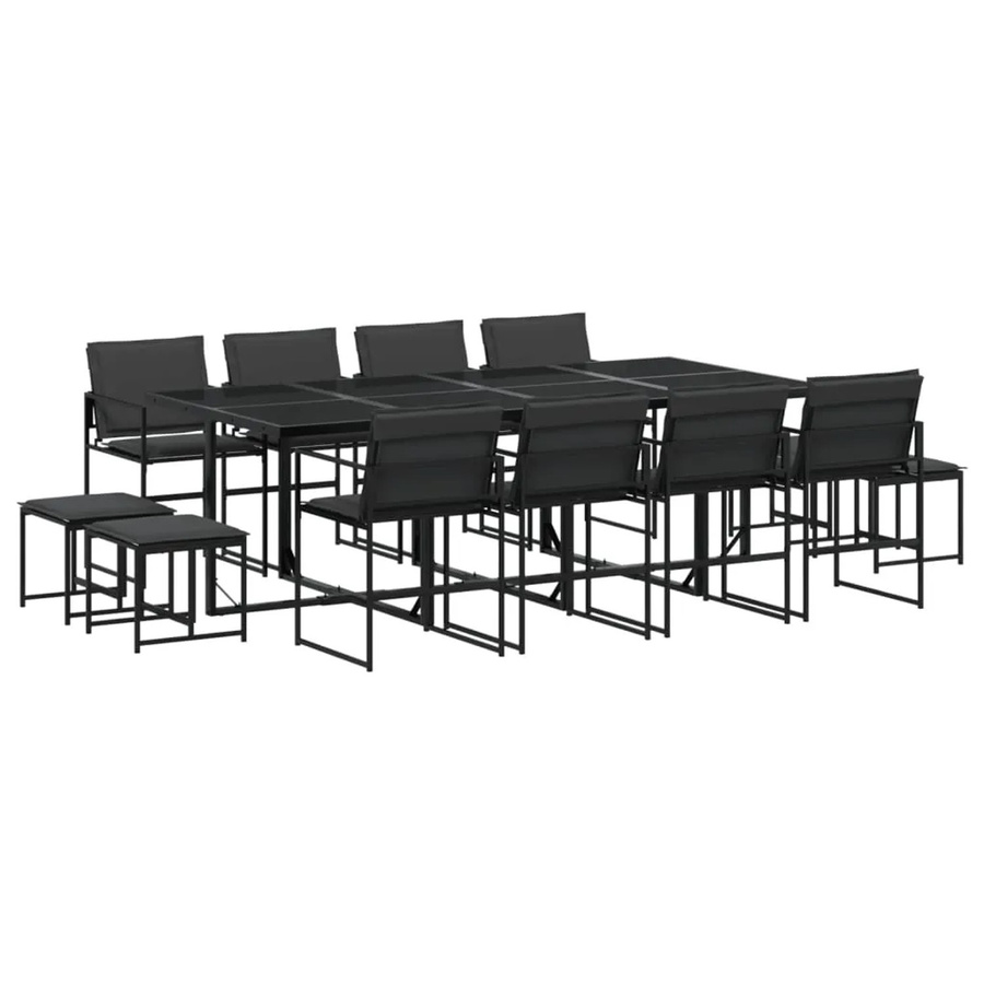 vidaXL 13-tlg Garten-Essgruppe Modell 3 mit Textilene und Kissen in Schwarz - Bild 2