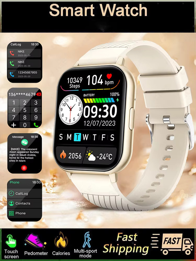 LIGE Smartwatch, 1,83 Zoll, Schwarz, Silikon, Unisex - Bild 6