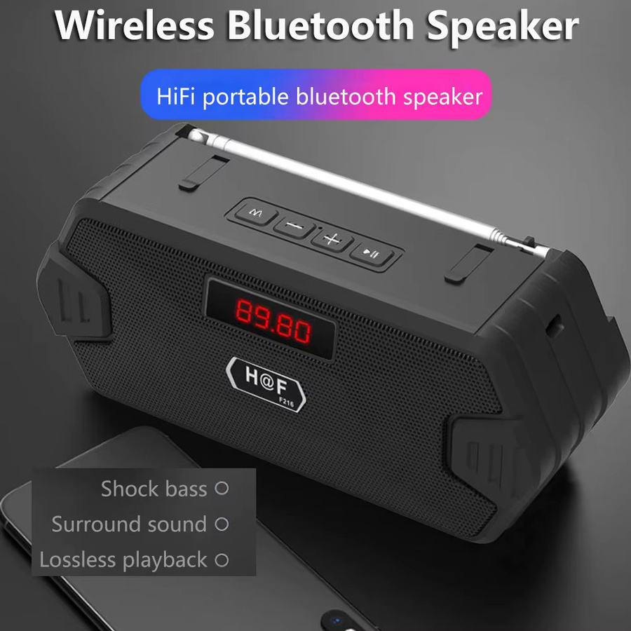 AyeBeau Tragbarer Bluetooth Lautsprecher mit FM Radio und Bass Subwoofer in Schwarz - Bild 2
