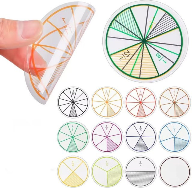12-teiliges Mathe-Bruch-Kreise Lernset von Meade aus Kunststoff in Mehrfarbig mit Durchmesser: 8 cm - Bild 1