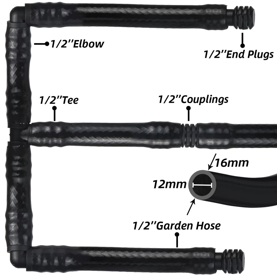 10 Stück Bewässerungswasserschlauchtülle T-Stück als Schnellkupplung für dein Garten-Tropfsystem, 16 mm, Schwarz - Bild 2