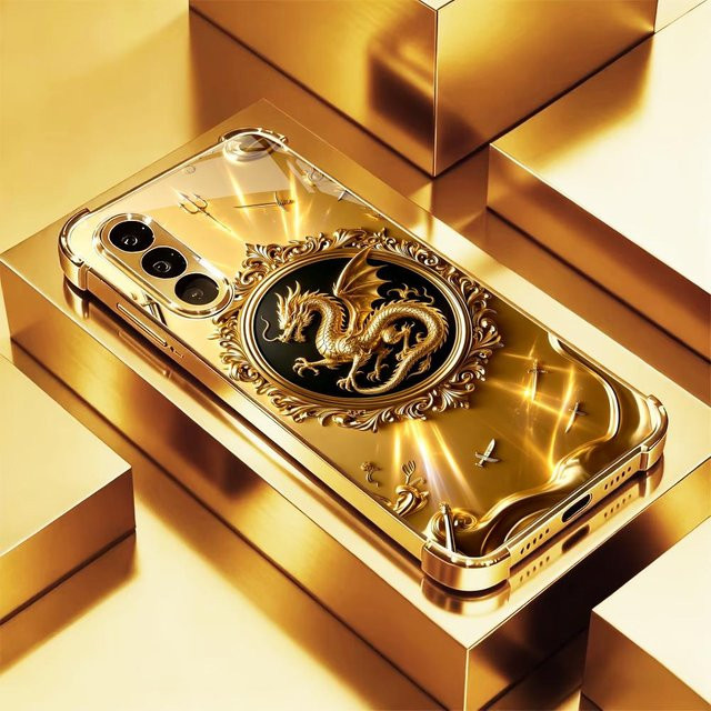 Vergoldete Drachen-Handyhülle für Samsung Galaxy S26 S25 S24 S23 S22 Ultra Plus FE in Gold - Bild 1