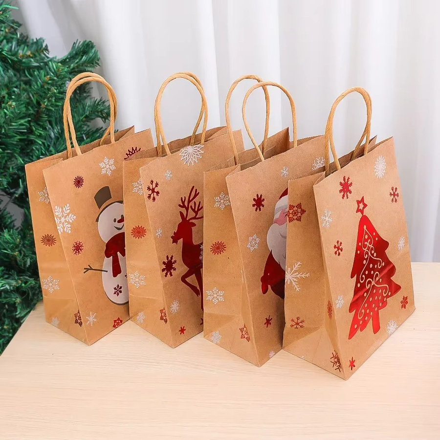 20 Weihnachts-Geschenktüten aus braunem Kraftpapier mit Weihnachtsmann-Motiv für Süßigkeiten und Kekse - Bild 3
