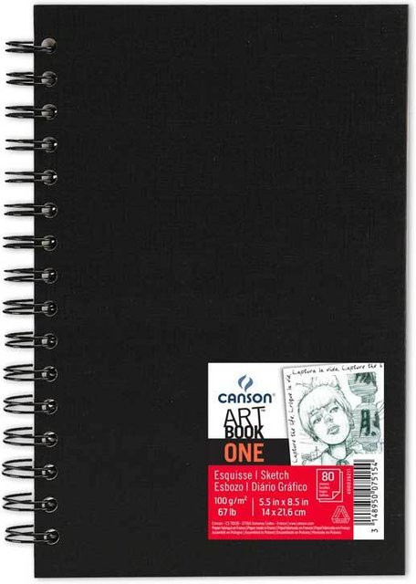 Canson Art Book One Spiralblock Schwarz A5 mit 80 Blatt - Bild 1