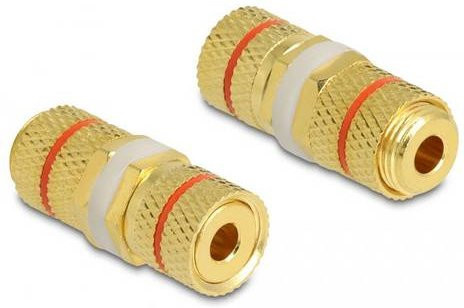 Delock 64143 Audio Adapter mit 1x Polklemme auf 1x Polklemme in Gold und Rot - Bild 1