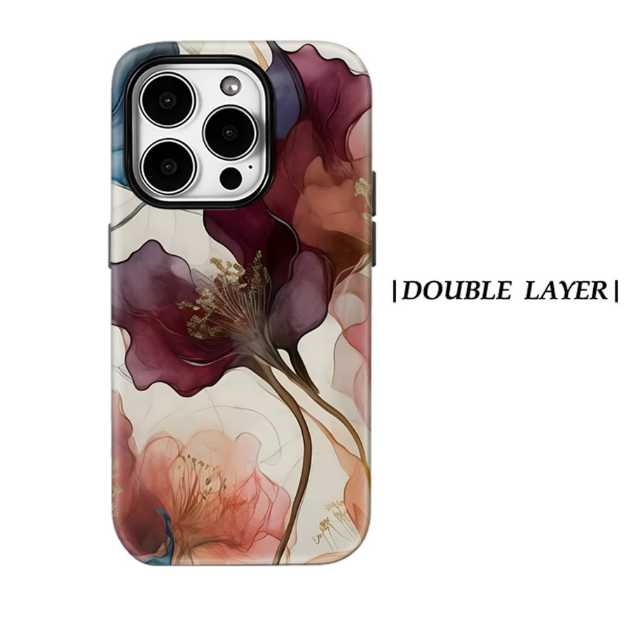 Potdemiel Magnetische Handyhülle mit vergoldeten Blüten für iPhone 17 16 15 14 13 Pro Max Plus, Transparent/Multicolor - Bild 7