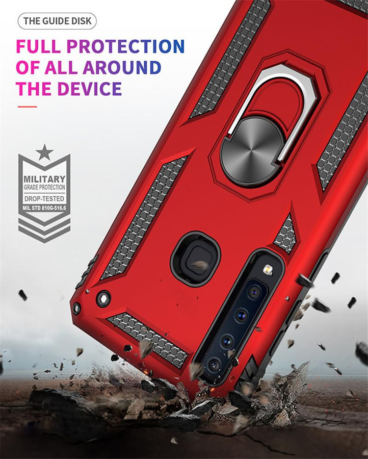 Samsung Handyhülle mit magnetischem Ring und Rüstung in Rot für Galaxy A6 A7 A8 A9 J2 Pro J3 J5 J4 J6 Plus J7 - Bild 3