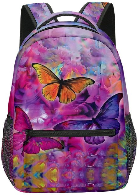 Fancy Style Studio Schmetterlings Rucksack für Schüler und Kinder mit 3D-Druck aus wasserdichtem Oxford-Material, Mehrfarbig - Bild 1