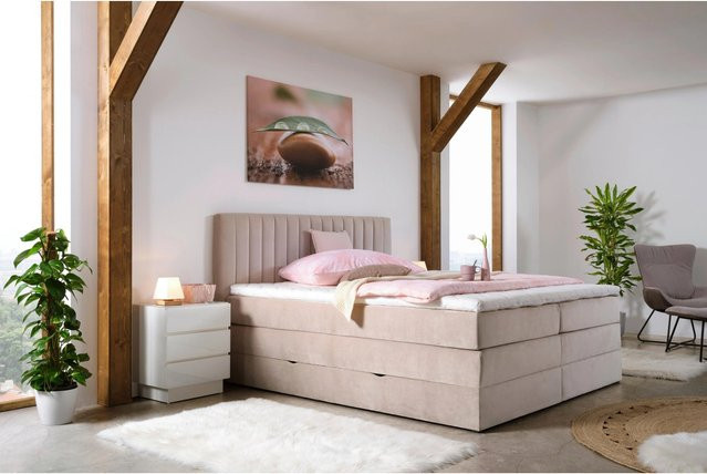 Premium Living Boxspringbett Simon Hybrid in Beige mit Schubladen und Bonell-Federkern, B/T/H: 180 x 200 x 192 cm - Bild 1