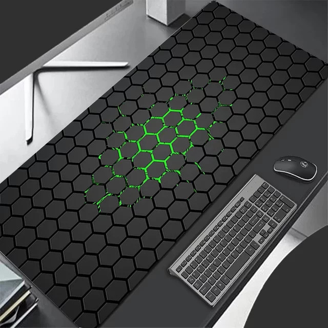 Hexagon XXL Mousepad für Gamer und Büro in Schwarz - Bild 1