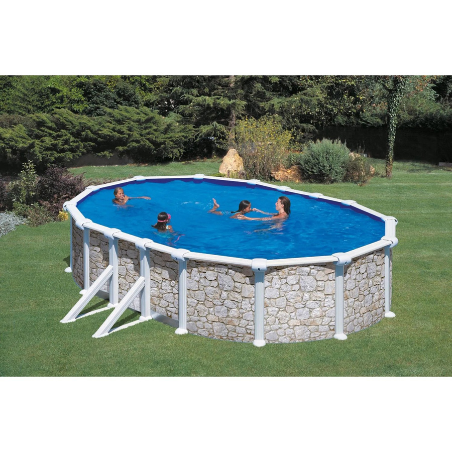 Sunfun Stahlwand Pool-Set Venezia in Stein-Dekor, oval, Blau, B: 610 cm, T: 375 cm, H: 120 cm - Bild 2