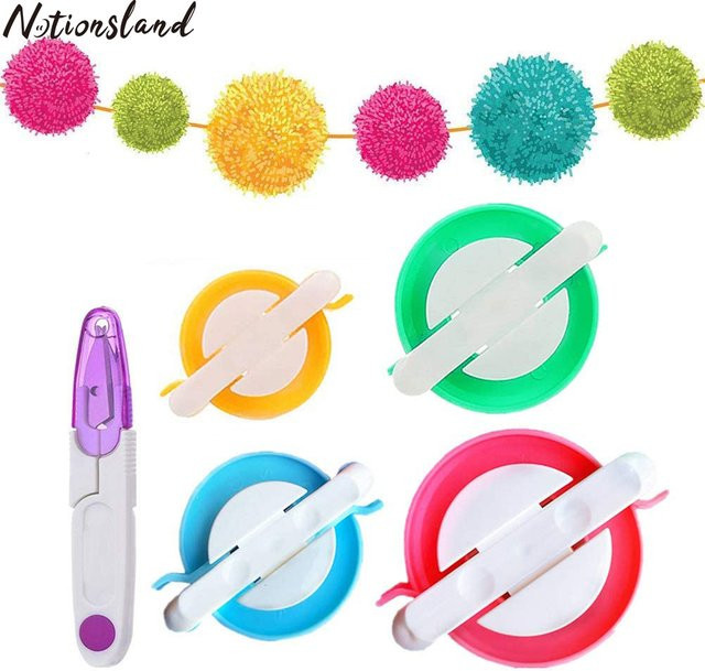 NOTIONSLAND Pom Pom Maker Set mit 4 Größen und Zubehör, Multicolour Bastelset für DIY-Wollprojekt mit Schere und Fadenschneider für Kinder und Erwachsene - Bild 1