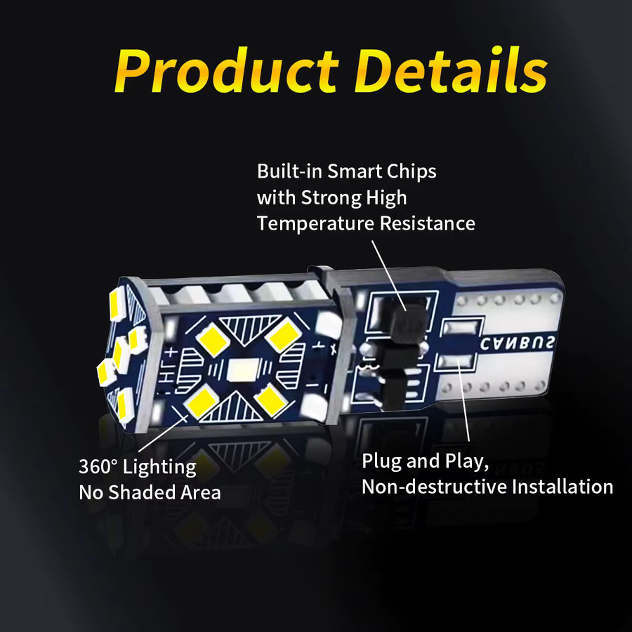 p2max 2er-Set T10 LED 2016 15 SMD W5W 168 Canbus Leuchtmittel für 12V Auto Signal Licht Nebel Bremslicht und Innenraumbeleuchtung - Bild 2
