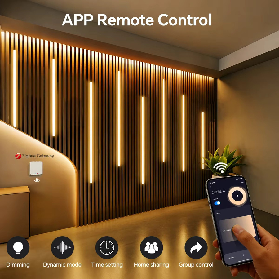 Gyarfas Zigbee Smart Neon COB LED-Lichtstreifen in Weiß aus Silikonschlauch, kompatibel mit Alexa und Google Assistant - Bild 3