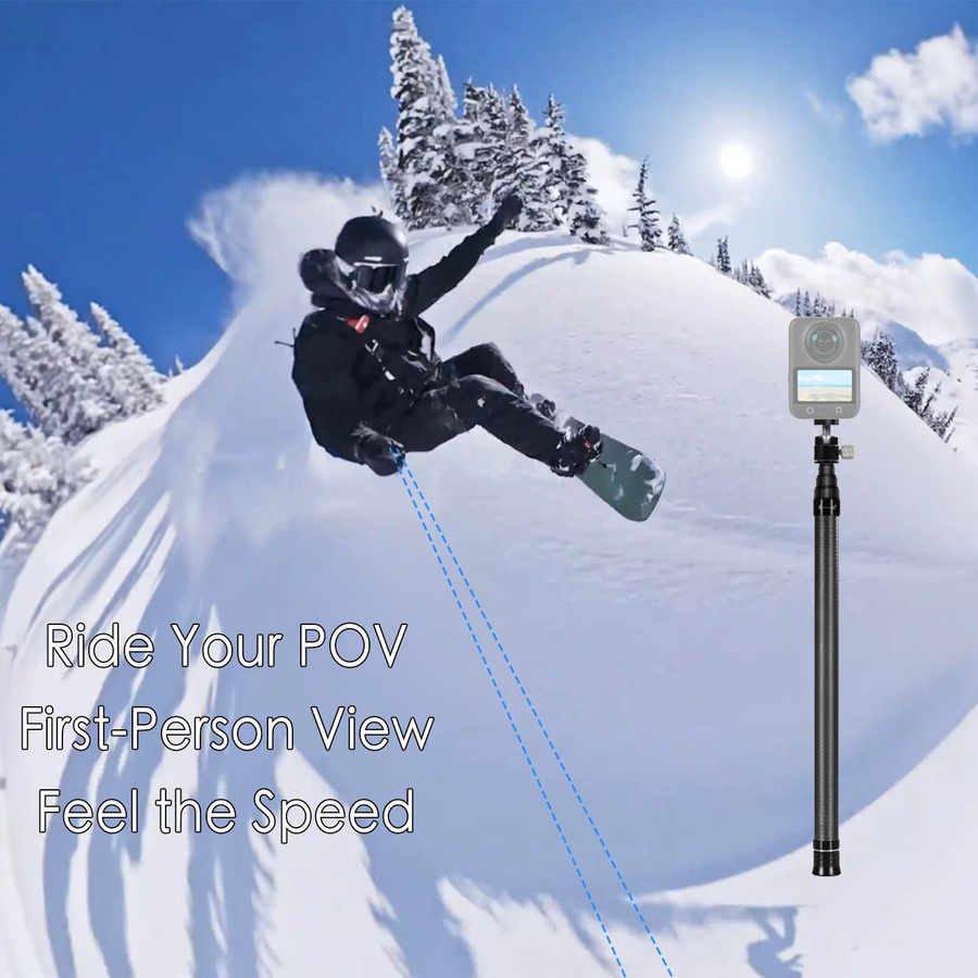 FEICHAO Ausziehbarer Carbonfaser Monopod Selfie-Stick für DJI Osmo Action Pocket und Insta360 in Schwarz - Bild 3