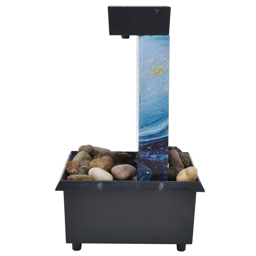 mfySpace USB Marmor Tischbrunnen mit LED-Beleuchtung und unregelmäßigen Steinen für Home Office und Tischdekoration - Bild 2