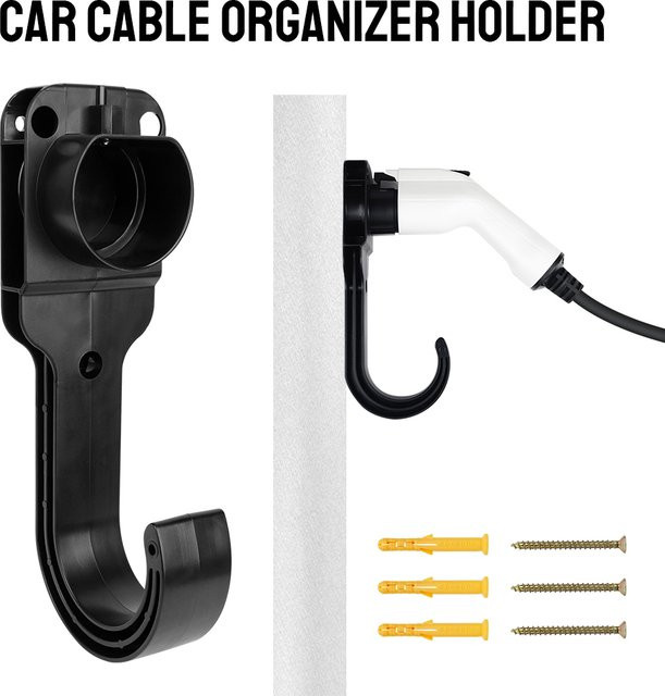 Universal Wandhalterung für EV-Ladegeräte und Typ 2 Stecker in Schwarz - Bild 1