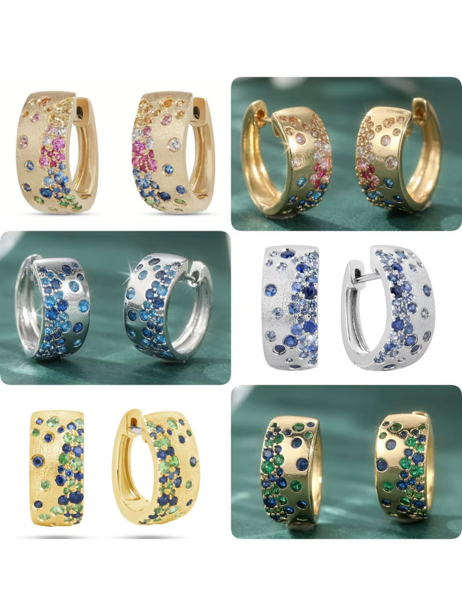 YoYo Creolen, Messing, Bicolor, Zirkonia, Damen - Bild 4