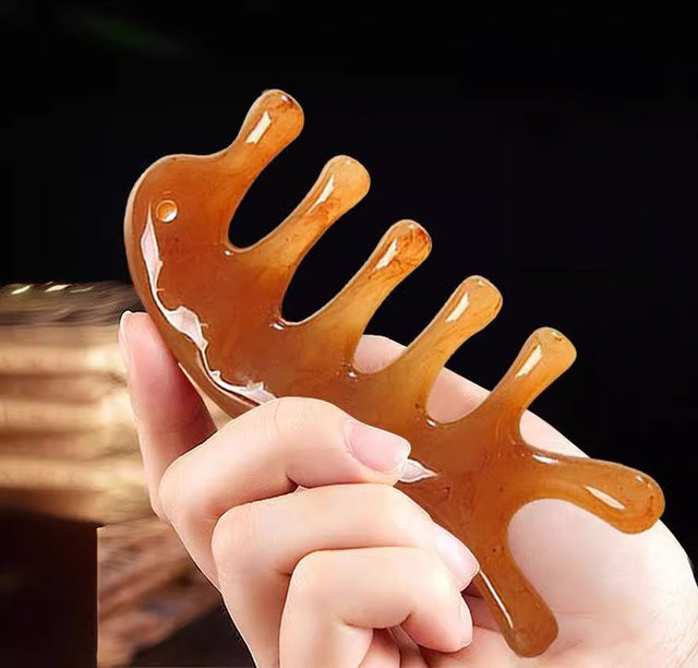 Meridiane Kopfkamm, Massagekamm für Kopfhaut, Gesicht und Körper, Unisex, braun - Bild 1