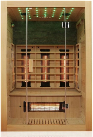 Dewello Infrarotkabine Milton Infrarotsauna für 2 Personen mit 6 Vollspektrumstrahlern und Bodenstrahlern aus Holz, B/T: 135 x 105 cm