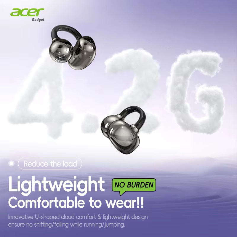 Acer Ohr577 Kabellose Bluetooth-Kopfhörer mit Ohrclip-Design und Geräuschunterdrückung in Schwarz und Beige - Bild 4