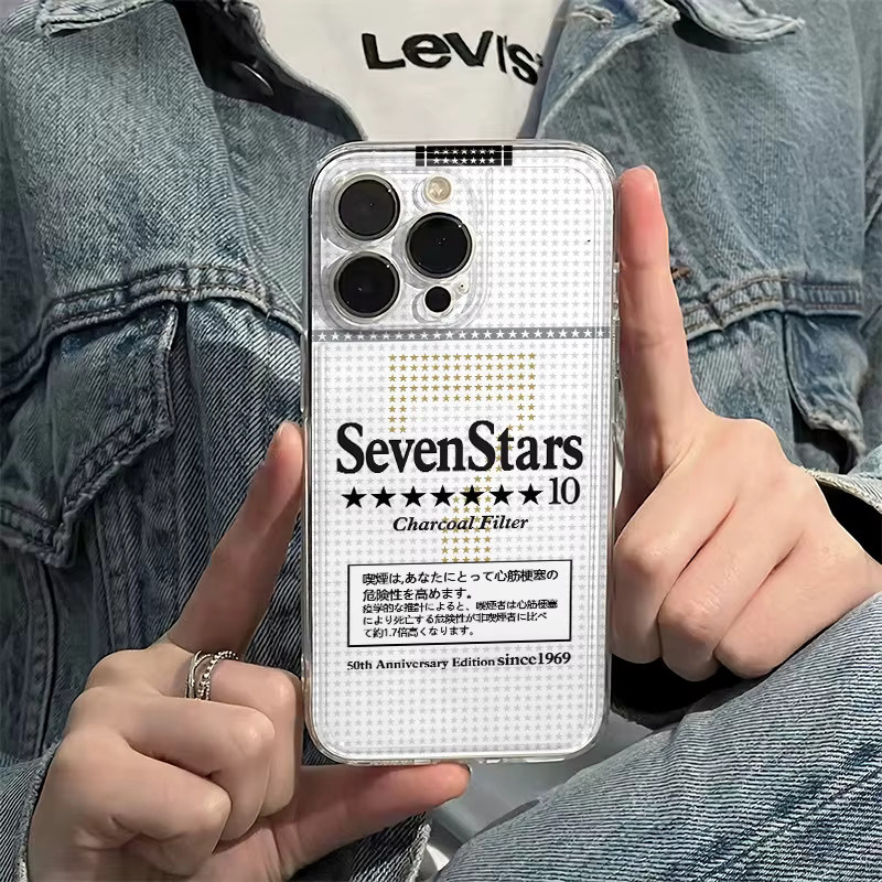 Potdemiel Handyhülle mit Sieben Sterne Design für iPhone 16 15 14 13 12 11 Pro Max Plus X XR XS transparent mit weicher TPU-Rückseite - Bild 3