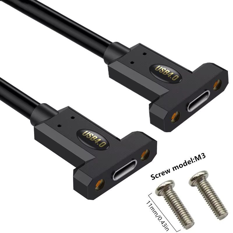 AXONUS USB4 Typ-C Panel-Verlängerungskabel mit Ohrschraube, Thunderbolt 4 kompatibel, 240 W, Schwarz - Bild 3