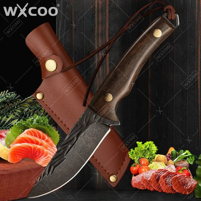 WXCOO Ausbeinmesser aus Edelstahl mit Holzgriff und Scheide - Bild 1