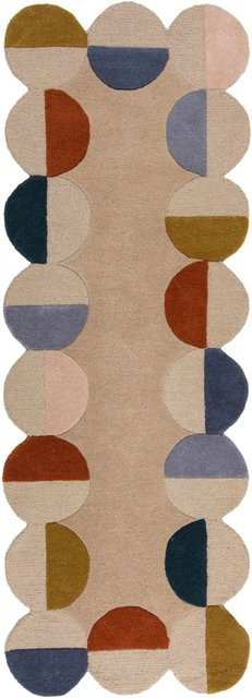 Flair Rugs Wollteppich Mia Frame Handgeknüpft mit High-Low-Effekt, Farbe: Rost/Rot/Orange/Mehrfarbig, B: 80 cm, L: 230 cm - Bild 1
