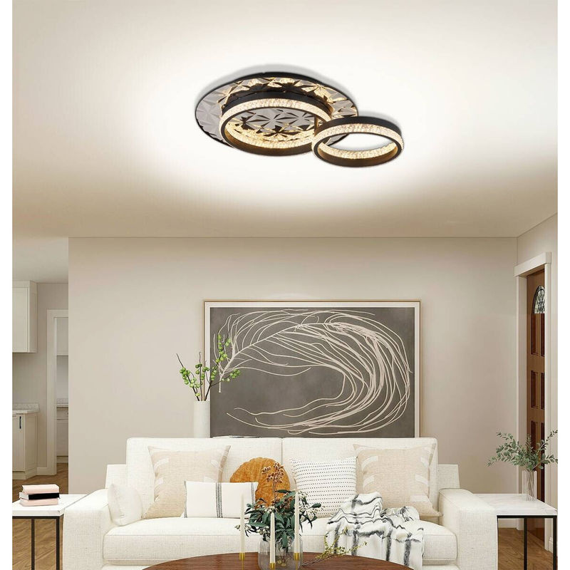 Pocoline LED-Deckenleuchte Biagio in Schwarz und Chrom aus Metall und Acryl, B/H/L: 40 x 14 x 50 cm - Bild 3