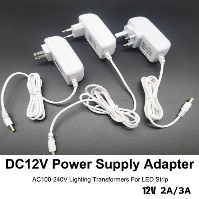 YSRSAI Netzteil 12V 2A 3A Transformator Ladegerät für LED-Lichterketten und LED-Streifen, Farbe: Weiß - Bild 1