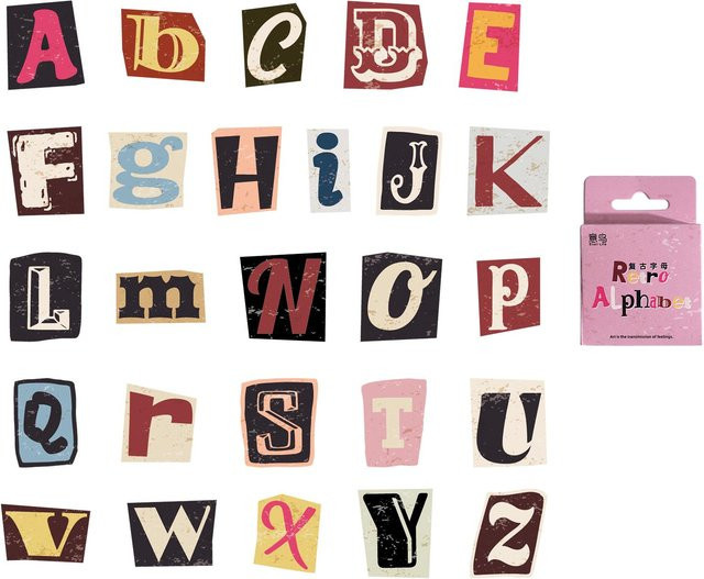 AZ Vintage Buchstabenaufkleber Mango Event, 52 Stück selbstklebende Mini-Aufkleber in Schwarz für Scrapbooking und DIY-Dekoration - Bild 1