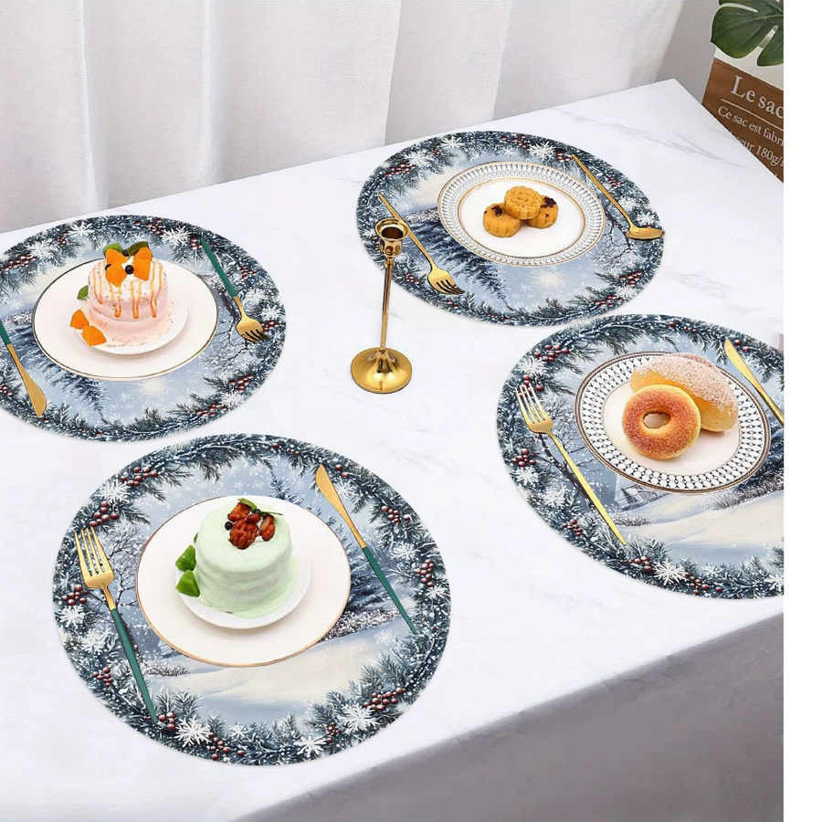 VIKAMA 4er Set Weihnachts Tischsets mit Tannenzapfen-Design für die festliche Tischdekoration - Bild 3