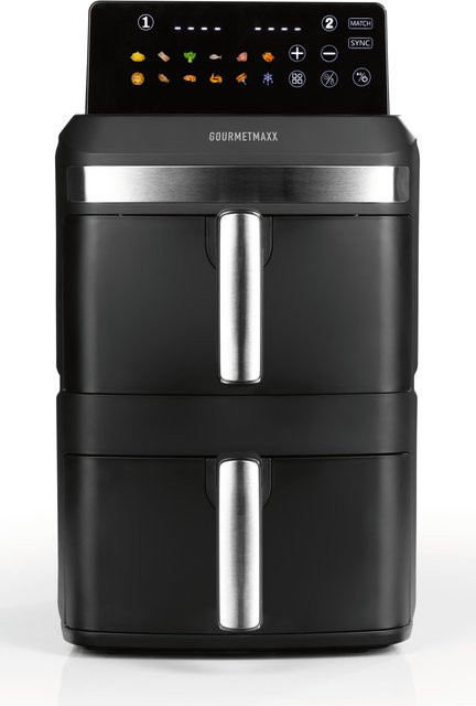 GOURMETmaxx Heißluftfritteuse mit Doppelkorb, 2x 6 l, Schwarz/Silber - Bild 4