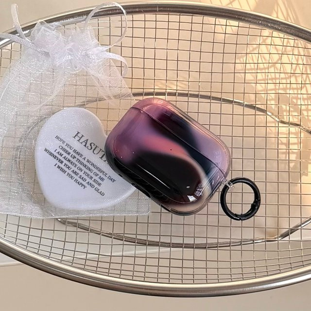 Stoßfeste AirPods Schutzhülle mit Haken in Lila-Schwarz Farbverlauf für AirPods 1, 2, 3, 4 und Pro 2 - Bild 1