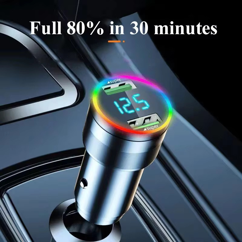 UYUXIO USB-Autoladegerät mit 300 W Dual-Port-Superschnellladeadapter, USB-A und USB-C, inklusive Spannungsüberwachung und LED-Licht für Samsung, OnePlus, Huawei, OPPO und iPhone - Bild 2